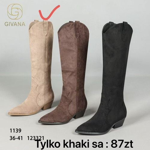 Kozaki damskie 7A1139.KHAKI (36/41,12par)