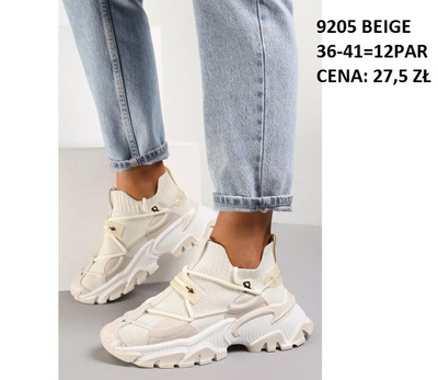 Buty sportowe damskie 9205.BEIGE (36/41,12par)