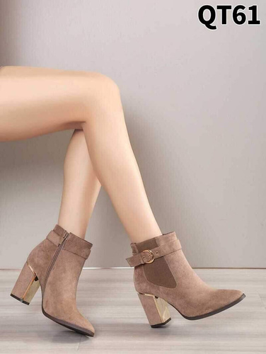 Botki damskie ocieplane 7AQT61.KHAKI (36/41,12par)