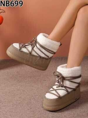 Botki damskie 7ANB699.KHAKI ocieplane (36/41,12par)