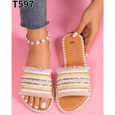 Klapki damskie T597.BEIGE (36/41,12par)