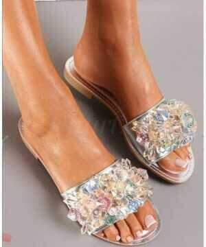 Klapki damskie  7A7989.SILVER (36/41,12par)