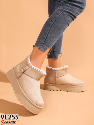 Botki damskie ocieplane VL255.BEIGE (36/41,12par)
