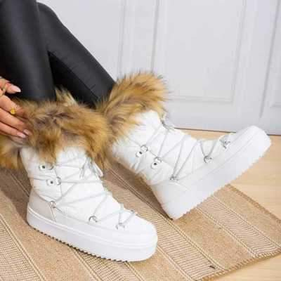 Botki damskie 7AG704.WHITE Ocieplane (36/41,12par)
