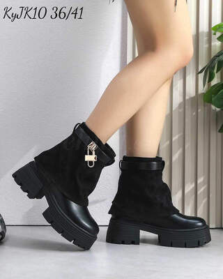 Botki damskie  7AJK10.BLACK Ocieplany (36/41,12par)