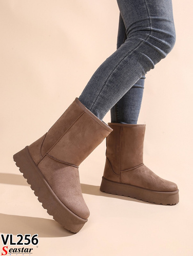 Botki damskie ocieplane VL256.KHAKI (36/41,12par)