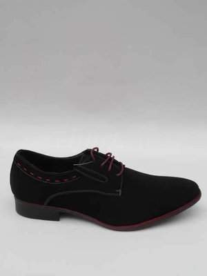 Półbuty męskie nadwymiary 11AES516-2.BLACK/RED (47/49,6par)