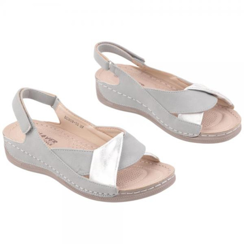 Sandały damskie DE989-10.GREY/SILVER (36/41,12par)