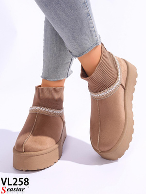 Botki damskie ocieplane VL258.CAMEL (36/41,12par)