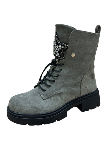 Botki damskie ocieplane 7AA-921.OLIVE (36/41,12par)