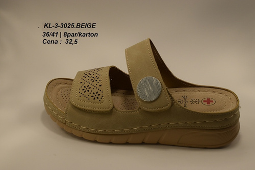 Klapki damskie 3-3025.BEIGE (36/41,8par)