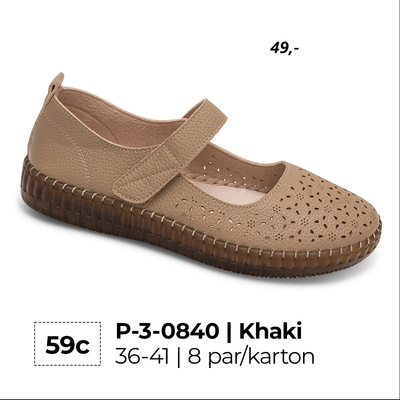 Balerinki damskie 3-0840.KHAKI (36/41,8par)