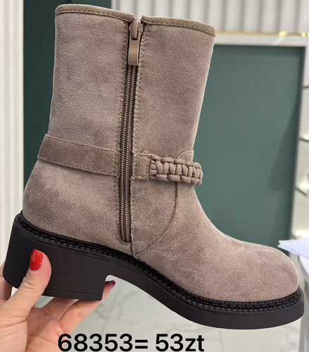 Botki damskie ocieplane 68353.KHAKI (36/41,12par)