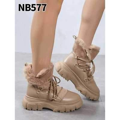 Botki damskie 7ANB577.KHAKI Ocieplane (36/41,12par)