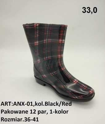 Kalosze damskie 7AANX-01.BLACK/RED (36/41,12par)
