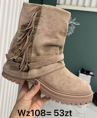 Botki damskie ocieplane WZ108.BEIGE (36/41,12par)