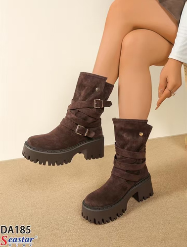 Botki damskie ocieplane DA185.BROWN (36/41,12par)