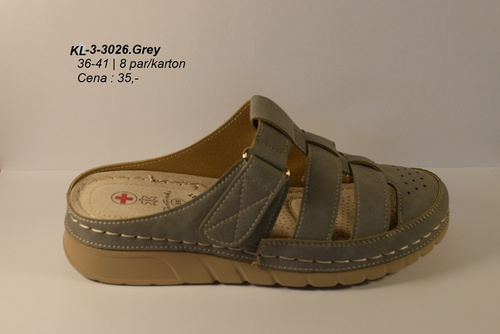 Klapki damskie3-3026.GREY (36/41,8par)