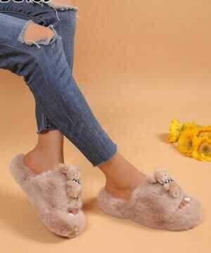 Kapcie damskie 7ABG189.KHAKI (36/41,12par)