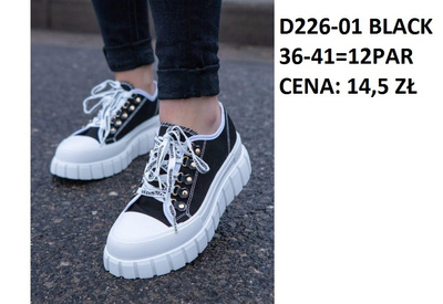 Trampki damskie D226-01.BLACK (36/41, 12par)
