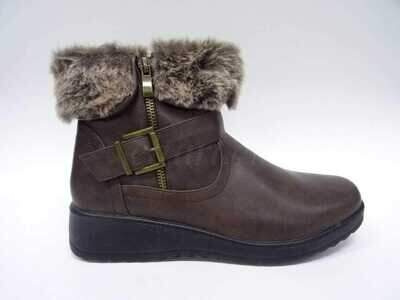 Botki damskie 7A6831-8.KHAKI Ocieplane (36/41,12par)