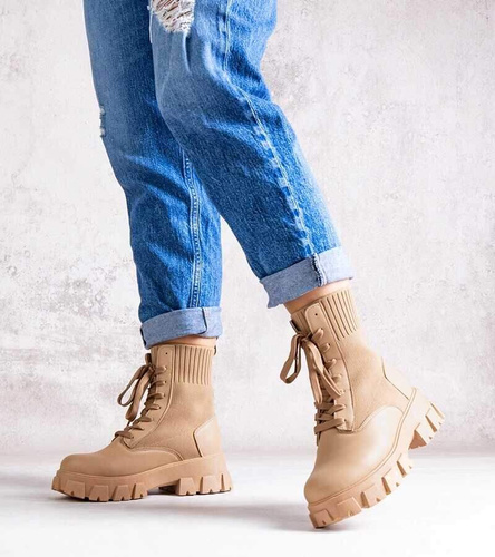 Botki damskie K-110.KHAKI (36/41,12par)
