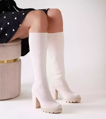 Kozaki damskie nieocieplane 168-381.BEIGE (36/41,12par)