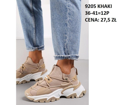 Buty sportowe damskie 9205.KHAKI (36/41,12par)