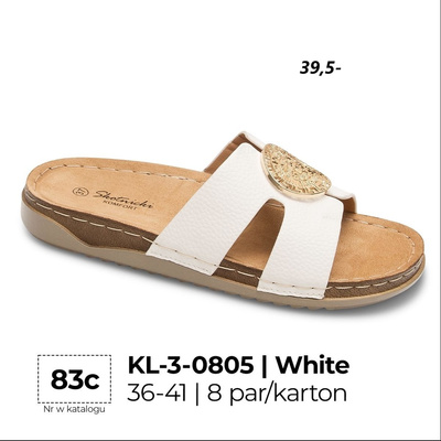 Klapki damskie 3-0805.WHITE (36/41,8par)