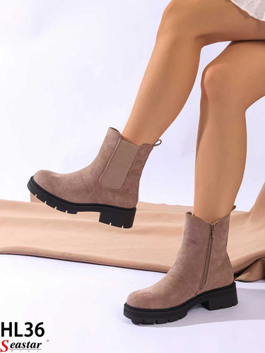 Botki damskie ocieplane HL36.KHAKI (36/41,12par)