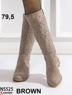 Kozaki damskie  7ANS525.BROWN   Nieocieplane (36/41,12par)