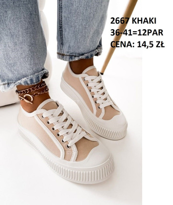 Trampki damskie  2667.KHAKI (36/41,12par)