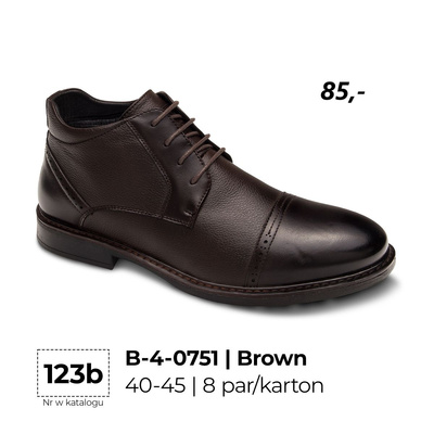Trzewiki męskie 9AB-4-0751.BROWN (41/46,8par)