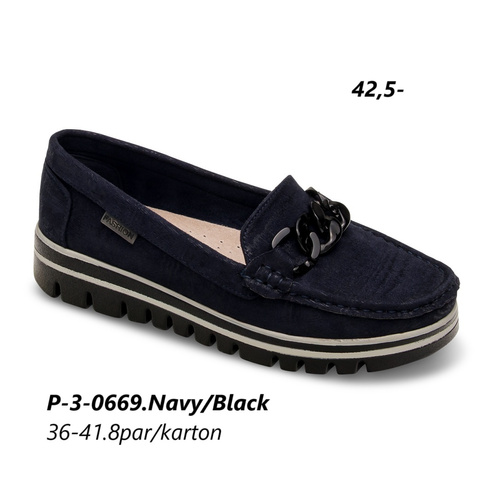 Półbuty damskie 3-0669.NAVY/BLACK (36/41,8par)