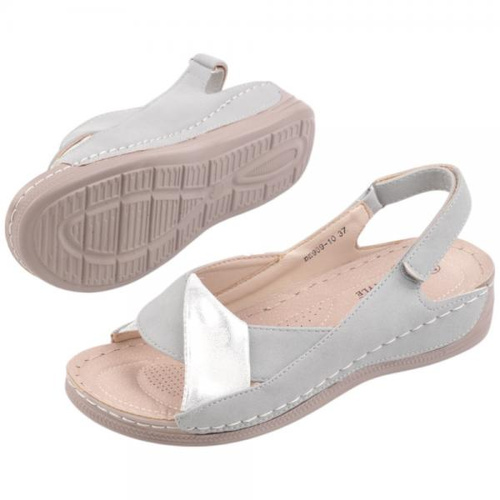 Sandały damskie DE989-10.GREY/SILVER (36/41,12par)