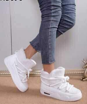 Botki damskie 7ANB696.WHITE  ocieplane (36/41,12par)