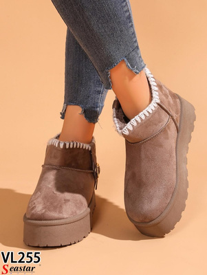 Botki damskie ocieplane VL255.KHAKI (36/41,12par)