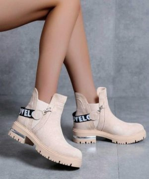 Botki damskie   7ASP239.BEIGE  Ocieplane (36/41,12par)