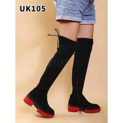 Kozaki damskie 7AUK105.BLACK/RED Ocieplany (36/41,12par)