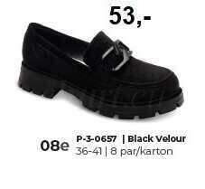 Półbuty damskie   7AP-3-0657.BLACK VELOUR  (36/41,8par)