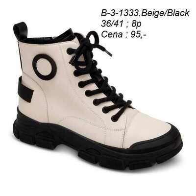 Botki damskie 7AB-3-1333.BEIGE/BLACK (36/41,8par)