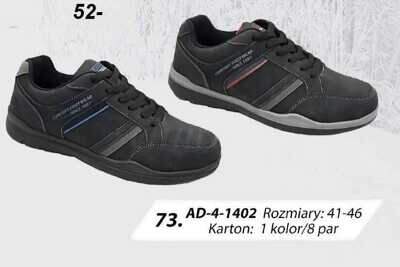 Buty sportowe męskie  9AAD-4-1402.BLACK ORAZ BLK/RED  (41/46, 8par)