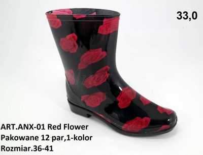 Kalosze damskie 7AANX-01.REDFLOWER (36/41,12par)